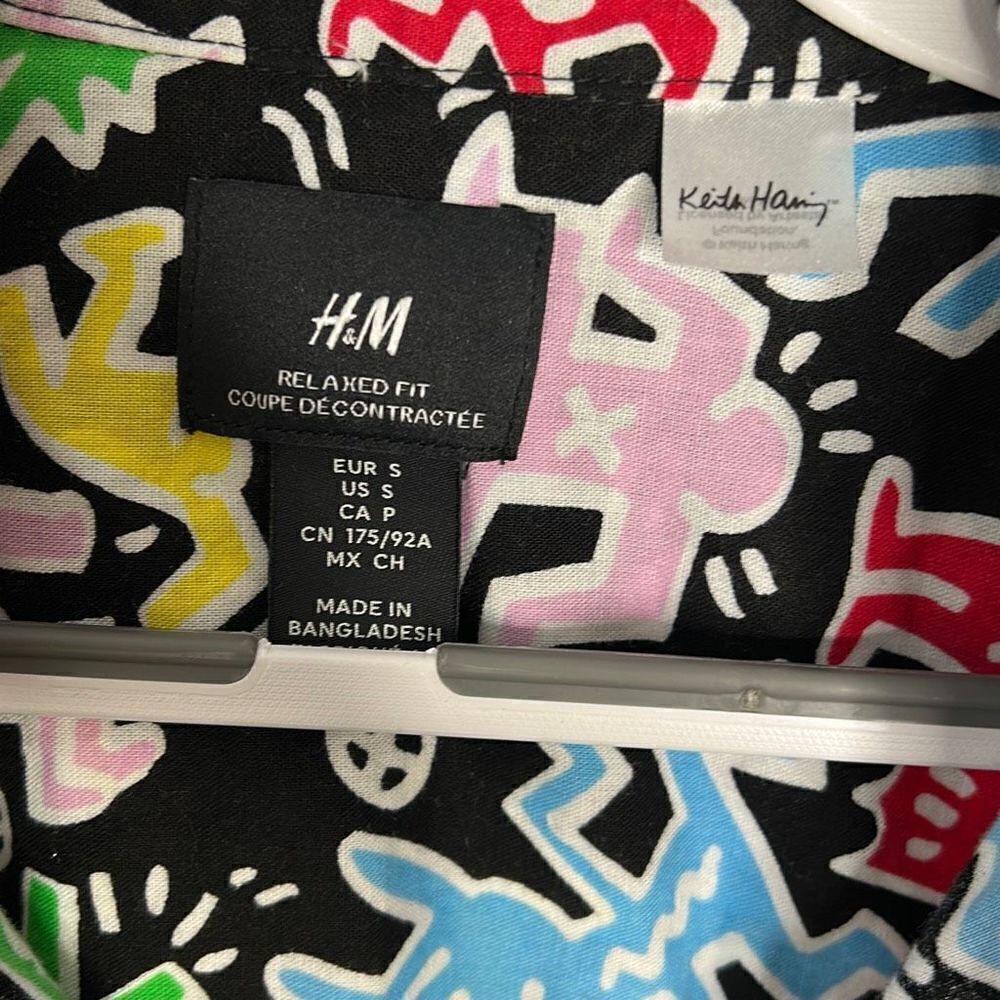 Keith Haring Graffiti Button Down Cotton Shirt Small H&M - Picture 3 of 6